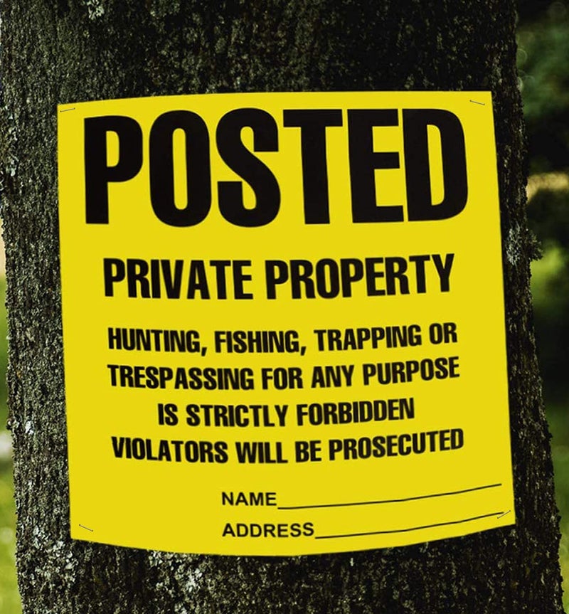 TAPIX Heavy Duty Posted Signs - No Hunting or Trespassing (Yellow, 11" x 11", 100 Pack) - Image 1